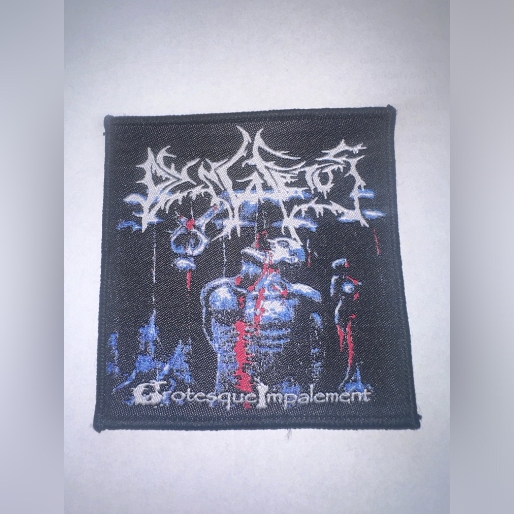DYING FETUS, GROTESQUE IMPALEMENT, BLACK BORDER, SEW ON WOVEN PATCH